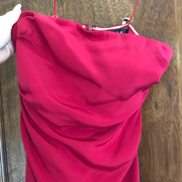 Nicole Miller ruched strapless red gown size 2 - Picture 4 of 6